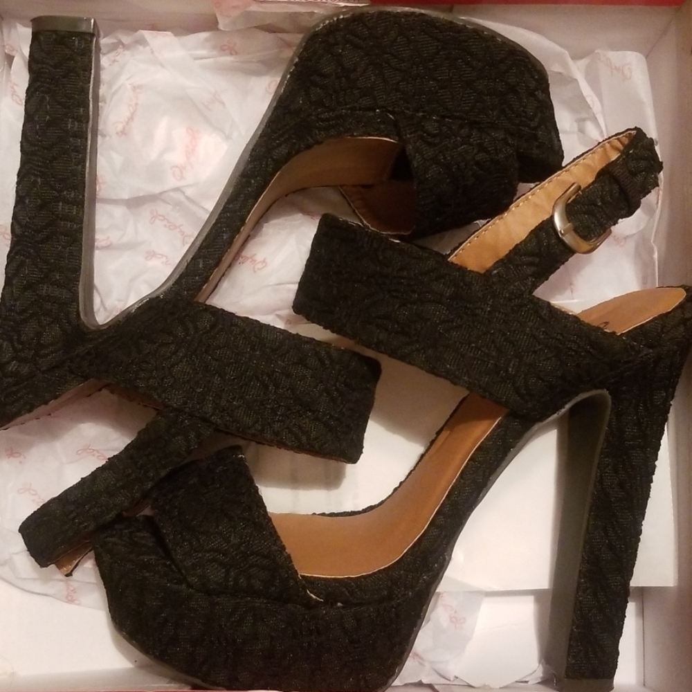 Black strappy heels